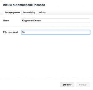 automatische incasso aanmaken in salonhub