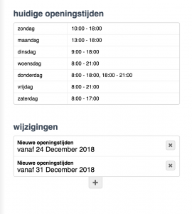 huidige openingstijden voorbeeld van salonhub