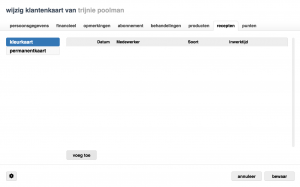 Recepten aanmaken via de klantenkaart voorbeeld