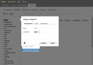wijzig categorie salonhub