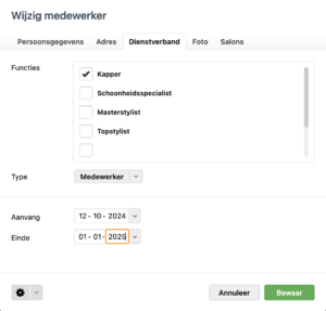 medewerker wijzigen in salonhub