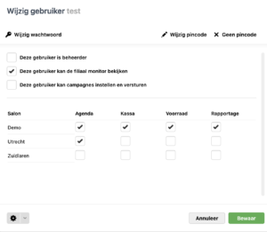 Rechten bij meerdere filialen