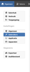 gebruikers tab in salonhub