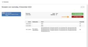 Recepten bijwerken of invoeren via tabblad recepten