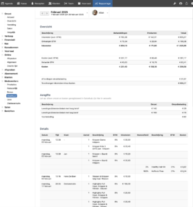 Stoelhuur rapportage in Salonhub
