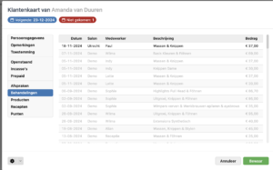 bon historie overzicht