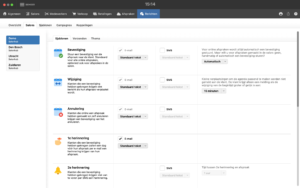 dashboard automatische mail instellen van salonhub