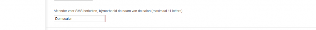 afzender sms bepalen van salonhub