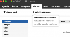 klantenselectie tabbel salonhub