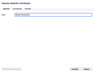 klantenselectie een naam geven