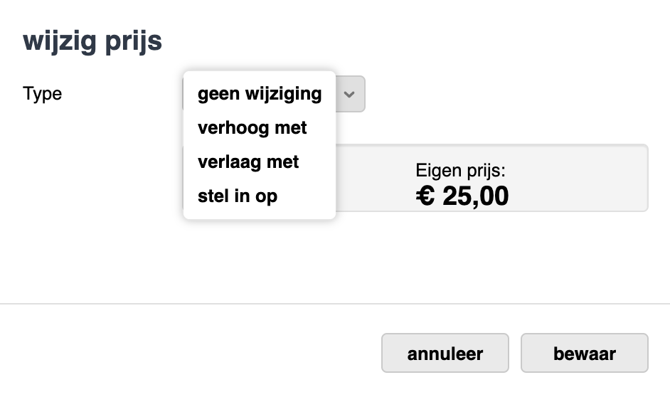 prijzen instellen voor salonhub