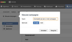 email campagne dashboard salonhub