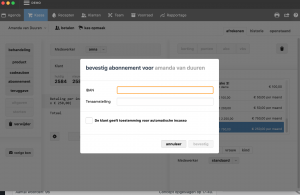tabel voor abonnement salonhub