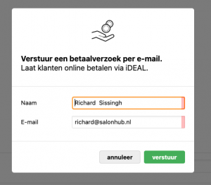 betaalverzoek via email