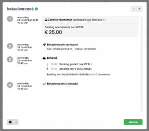 overzicht van salonhub betaalverzoek