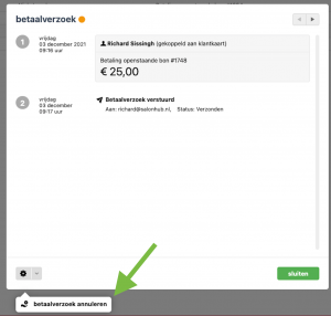 betaalverzoek annuleren salonhub