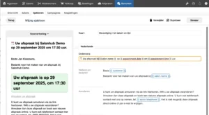 Tijd en datum in onderwerp bevestigingsmail en herinneringsmail