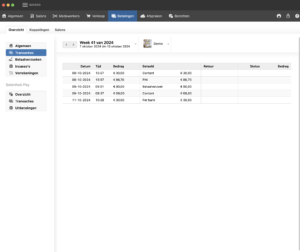 transactie overzicht salonhub