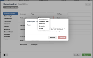 klantenkaarten vewijderen