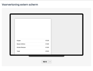 salonhub bon tonen op 2de scherm