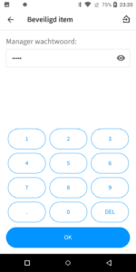 wachtwoord invoeren in de manager app