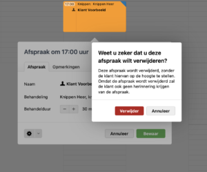 Verwijder afspraak