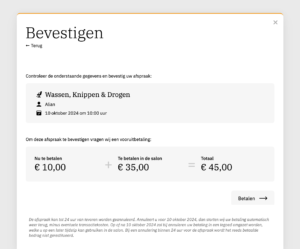 Bevestiging van salonhub