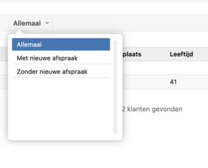 met of zonder nieuwe afspraak tabbel